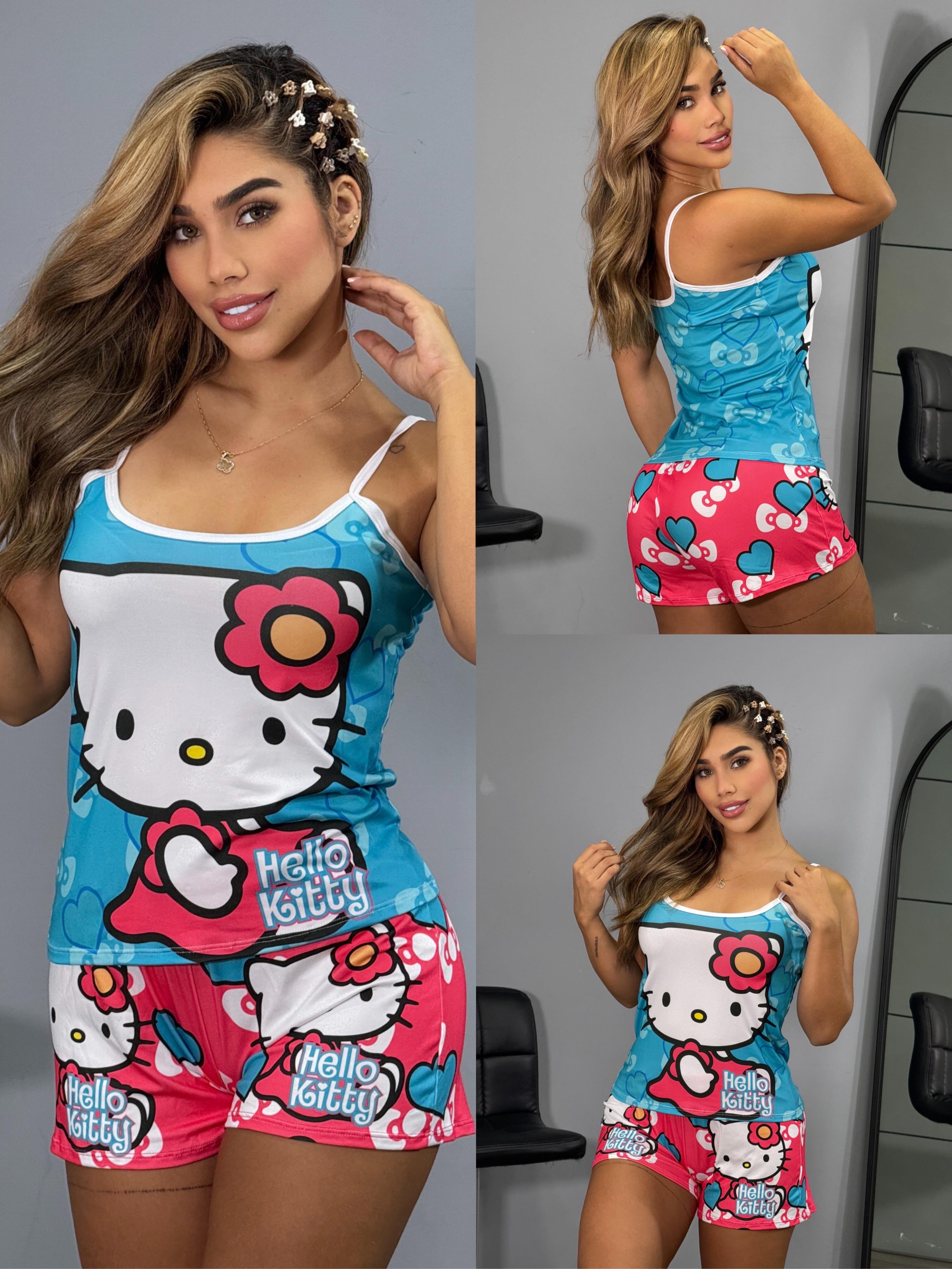 Pijama de Mujer de 2 Piezas – Short Corto y Blusa de Tirantes