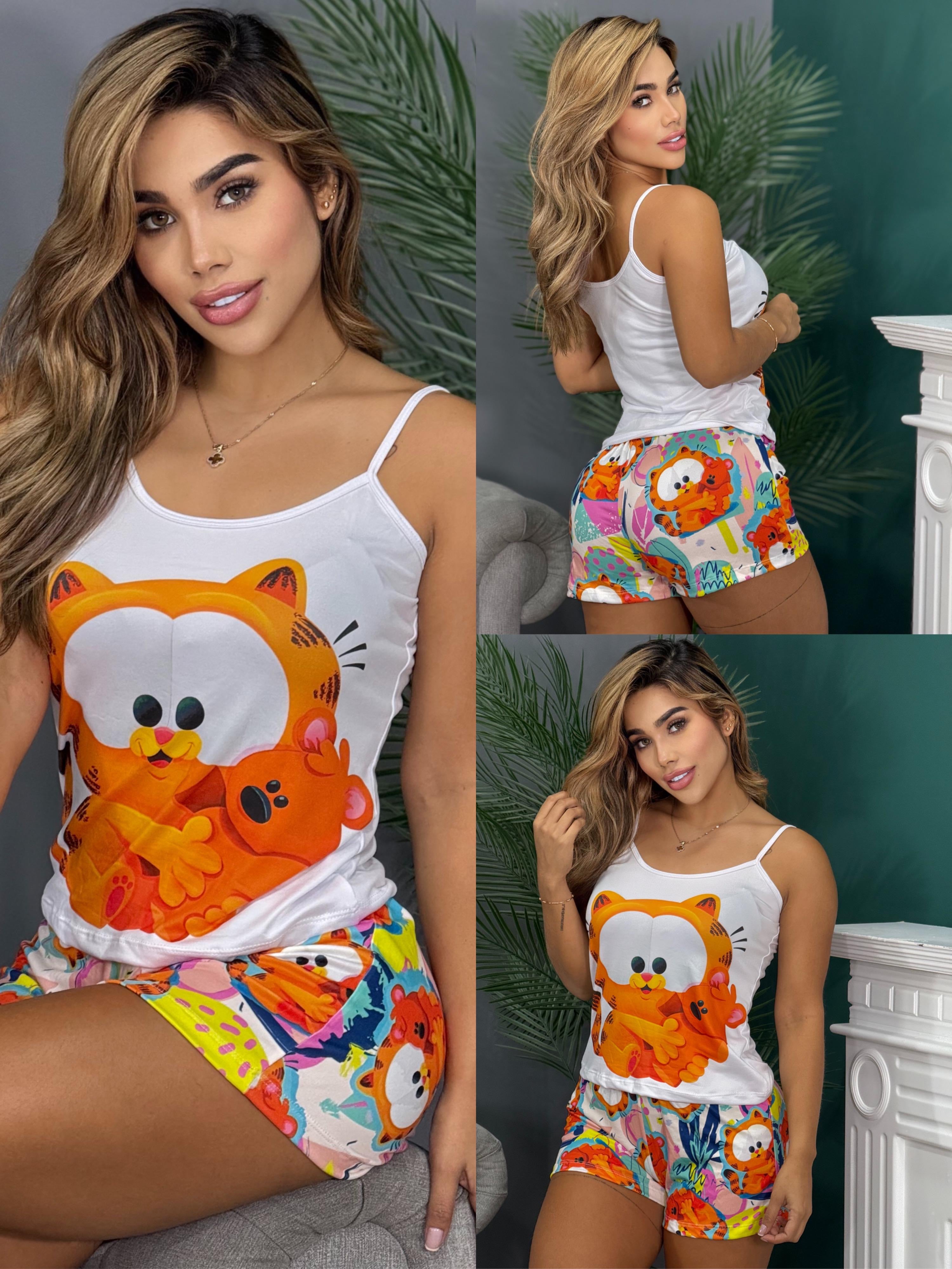 Pijama de Mujer de 2 Piezas – Short Corto y Blusa de Tirantes